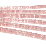 16” Rose Quartz Faceted Heishi Beads, Rose Quartz Tyre Shape Gemstone Beads, Disc Beads AAA Grade, 6.75mm - 7.5mm