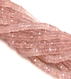 16” Rose Quartz Faceted Heishi Beads, Rose Quartz Tyre Shape Gemstone Beads, Disc Beads AAA Grade, 6.75mm - 7.5mm