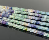 16” Natural Multi Fluorite Faceted Heishi Gemstone Beads, Fluorite Tyre Shape Disc Beads , Wholesale Bulk Beads, 6mm - 6.5mm