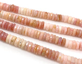 16” Pink Opal Faceted Heishi Gemstone Beads, Pink Opal Tyre Shape Disc Beads, Bulk Wholesale Beads, AA+ Grade 8.5mm- 9mm