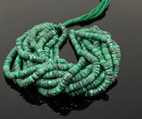 16” Natural Malachite Faceted Heishi Gemstone Beads, Malachite Tyre Shape Wholesale Bulk Beads, 6.5mm - 7.5mm