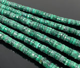 16” Natural Malachite Faceted Heishi Gemstone Beads, Malachite Tyre Shape Wholesale Bulk Beads, 6.5mm - 7.5mm