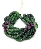 16” Ruby Zoisite Faceted Heishi Gemstone Beads, Tyre Shape Disc Wholesale Bulk Beads, 7mm - 7.5mm