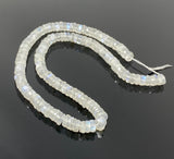 Rainbow Moonstone Heishi Beads, Blue Flash Rainbow Moonstone Gemstone Faceted Tyre Beads, Jewelry Supplies, Wholesale Bulk Beads, 16” Strand
