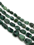 Natural Emerald Faceted Nugget Beads, Genuine Emerald Wholesale Beads, May Birthstone Gemstone Beads, 9.5” Strand