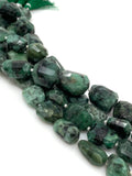 Natural Emerald Faceted Nugget Beads, Genuine Emerald Wholesale Beads, May Birthstone Gemstone Beads, 9.5” Strand