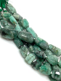 9.5 Inch Natural Emerald Faceted Nugget Beads, Genuine Emerald Wholesale Beads, May Birthstone Gemstone Beads