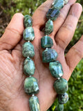 Natural Emerald Faceted Nugget Beads, Genuine Emerald Wholesale Beads, May Birthstone Gemstone Beads, 9.5” Strand