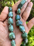 Natural Emerald Faceted Nugget Beads, Genuine Emerald Wholesale Beads, May Birthstone Gemstone Beads, 9.5” Strand