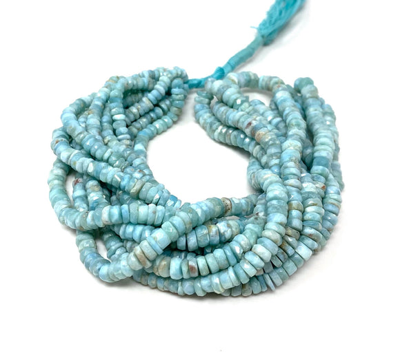 Natural Larimar Heishi Beads, Larimar Gemstone Beads in Graduation , Bulk Wholesale Tyre Beads AAA Grade, 16” Strand