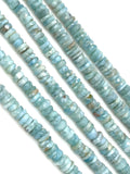 Natural Larimar Heishi Beads, Larimar Gemstone Beads in Graduation , Bulk Wholesale Tyre Beads AAA Grade, 16” Strand