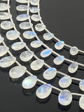 Rainbow Moonstone Gemstone Beads, Moonstone Smooth Pear Shape Beads, Jewelry Supplies, Wholesale Bulk Beads, 8" Strand