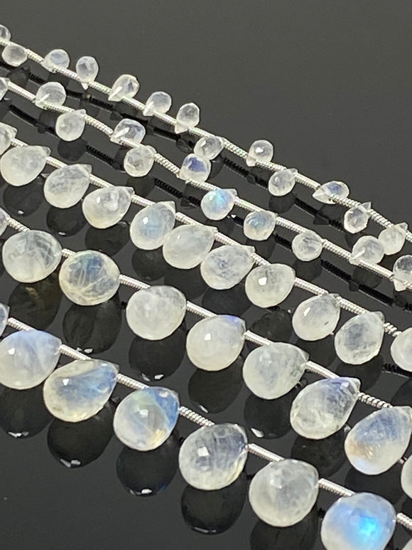 8” Rainbow Moonstone Gemstone Beads, Moonstone Faceted Drops, Jewelry Supplies, Wholesale Bulk Beads