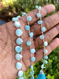 Natural Larimar Beads Gemstone Beads, Larimar Heart Shape Smooth Beads, Bulk Wholesale Beads for DIY Jewelry Making, 8” Strand