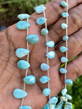 8” Natural Larimar Beads Gemstone Beads, Larimar Pear Shape Smooth Beads, Bulk Wholesale Beads for DIY Jewelry Making