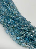 15” Rare Santa Maria Aquamarine Gemstone Beads, Aquamarine Oval Nugget Smooth Beads, Bulk Wholesale Beads, 4x3mm - 8x6mm