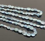 15” Rare Santa Maria Aquamarine Gemstone Beads, Aquamarine Oval Nugget Smooth Beads, Bulk Wholesale Beads, 4x3mm - 8x6mm