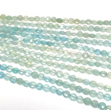 8” Aqua Chalcedony Faceted Coin Beads, Gemstone Beads, Jewelry Supplies Wholesale Bulk Beads, 6mm -6.5mm