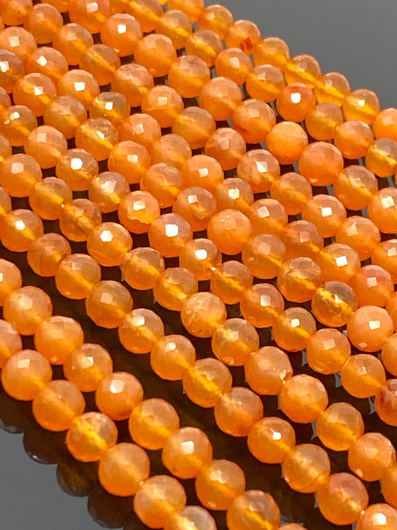 10” Carnelian Gemstone Beads, Natural Carnelian Faceted Round Beads, Jewelry Supplies Bulk Wholesale Beads