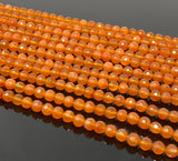 10” Carnelian Gemstone Beads, Natural Carnelian Faceted Round Beads, Jewelry Supplies Bulk Wholesale Beads