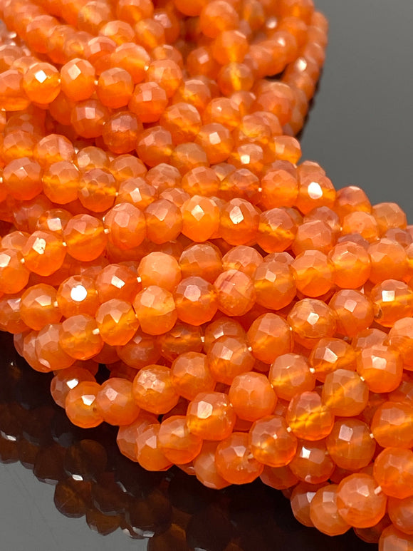 10” Carnelian Gemstone Beads, Natural Carnelian Faceted Round Beads, Jewelry Supplies Bulk Wholesale Beads, 5.5mm - 6mm