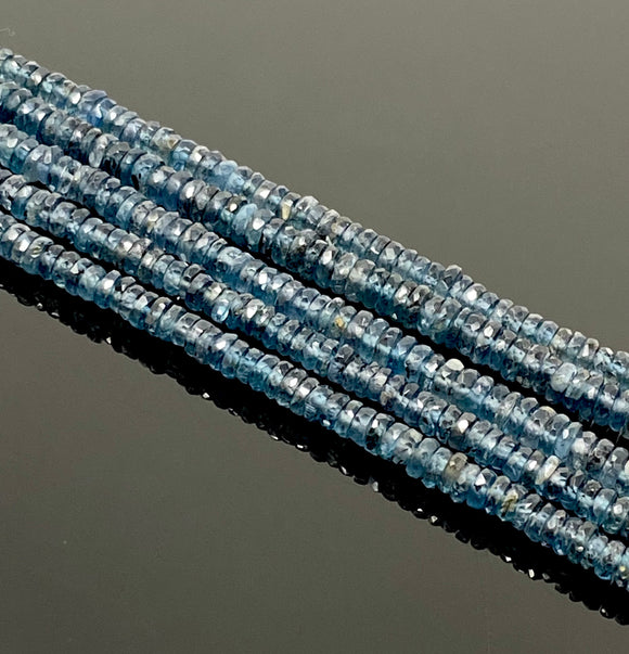 14” Rare Kyanite Gemstone Beads, Natural Indigo Kyanite Faceted Heishi Tyre Beads AAA Grade