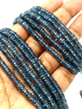 14” Rare Kyanite Gemstone Beads, Natural Indigo Kyanite Faceted Heishi Tyre Beads AAA Grade