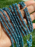 14” Rare Kyanite Gemstone Beads, Natural Indigo Kyanite Faceted Heishi Tyre Beads AAA Grade