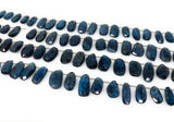 7” Rare Indigo Moss Kyanite Gemstone Beads, Natural Kyanite Fancy Shape Slice Beads, AAA Grade, 10x6mm - 16x9mm