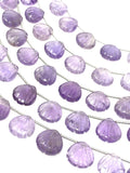 12mm Amethsyt Carved Gemstone Beads, Amethsyt Shell Shape Carved Briolette Beads for Jewelry Making, 10 Pcs