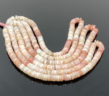 16” Pink Opal Faceted Heishi Gemstone Beads, Pink Opal Tyre Shape Disc Beads, Bulk Wholesale Beads, 7.5mm - 8mm