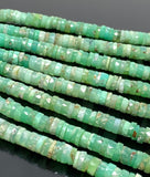 16” Natural Chrysoprase Faceted Heishi Beads, Chrysoprase Tyre Shape Gemstone Beads, Bulk Wholesale Beads, 6.5mm - 7mm