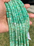 16” Natural Chrysoprase Faceted Heishi Beads, Chrysoprase Tyre Shape Gemstone Beads, Bulk Wholesale Beads, 6.5mm - 7mm