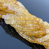 16” Natural Citrine Faceted Heishi Beads, Gemstone Wholesale Beads, Citrine Tyre Shape Disc Beads, AAA Grade 6.5mm - 7.5mm