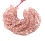 16” Rose Quartz Faceted Heishi Beads, Rose Quartz Tyre Shape Gemstone Beads, Disc Beads AAA Grade, 6.75mm - 7.5mm