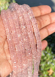 16” Rose Quartz Faceted Heishi Beads, Rose Quartz Tyre Shape Gemstone Beads, Disc Beads AAA Grade, 6.75mm - 7.5mm