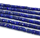 16” Lapis Lazuli Faceted Heishi Beads, Lapis Lazuli Tyre Shape Disc Beads, Wholesale Bulk Beads AAA Grade, 6mm - 6.5mm