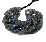 16” Natural Labradorite Heishi Beads, Gemstone Beads, Blue Flash Faceted Labradorite Tyre Beads, Bulk Wholesale Beads, 6.5mm - 7.5mm