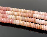 16” Pink Opal Faceted Heishi Gemstone Beads, Pink Opal Tyre Shape Disc Beads, Bulk Wholesale Beads, AA+ Grade 8.5mm- 9mm