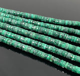 16” Natural Malachite Faceted Heishi Gemstone Beads, Malachite Tyre Shape Wholesale Bulk Beads, 6.5mm - 7.5mm