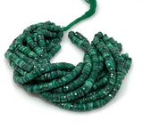 16” Natural Malachite Faceted Heishi Gemstone Beads, Malachite Tyre Shape Wholesale Bulk Beads, 6.5mm - 7.5mm