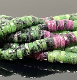 16” Ruby Zoisite Faceted Heishi Gemstone Beads, Tyre Shape Disc Wholesale Bulk Beads, 7mm - 7.5mm