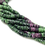 16” Ruby Zoisite Faceted Heishi Gemstone Beads, Tyre Shape Disc Wholesale Bulk Beads, 7mm - 7.5mm