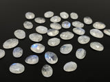 5Pcs/ 10 Pcs Natural Rainbow Moonstone Rosecuts, Moonstone Rosecut Faceted Slices, Loose Gemstone Ring Stones, 10x8mm - 15x11mm