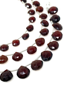 8” Garnet Gemstone Beads, Mozambique Garnet Faceted Heart Shape Beads, Jewelry Supplies for Jewelry Making Bulk Wholesale Beads