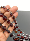 8” Garnet Gemstone Beads, Mozambique Garnet Faceted Heart Shape Beads, Jewelry Supplies for Jewelry Making Bulk Wholesale Beads