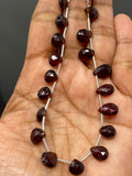 8" Mozambique Garnet Gemstone Beads, Garnet Pear Shape Faceted Beads Jewelry Supplies for Jewelry Making, Wholesale Bulk Beads