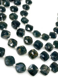 7.5" Natural Green Moss Agate Gemstone Beads, Moss Agate Faceted Fancy Diamond Shape Bulk Wholesale Beads, 10mm - 11mm