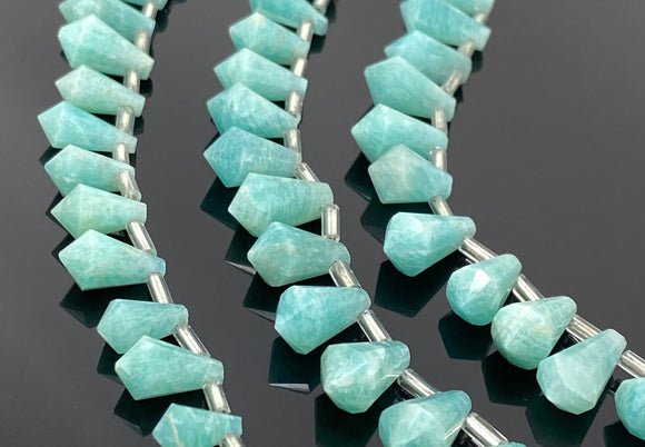 19 pcs Amazonite Gemstone Fancy Drop Faceted Beads, Jewelry Supplies forJewelry Making, Wholesale Bulk Beads, 9x5mm - 14x8.5mm