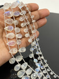 8” Rainbow Moonstone Gemstone Beads, Moonstone Faceted Drops, Jewelry Supplies, Wholesale Bulk Beads